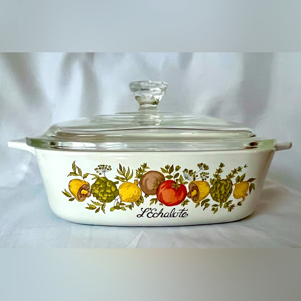 Corningware Vintage Spice of Life L’Echalote 1 Liter Casserole A-1-B Square Lid
